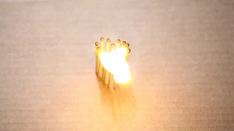 Heart fire flame matches paper box hd footage Stock Footage 99778809