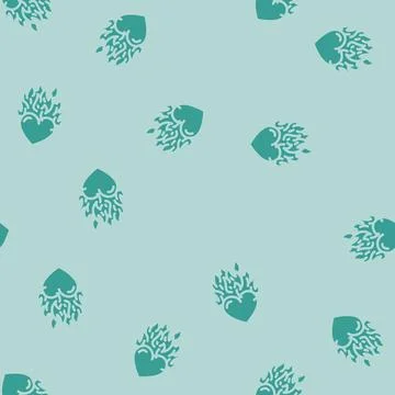 Heart on fire glyph vector seamless pattern Stock Illustration
