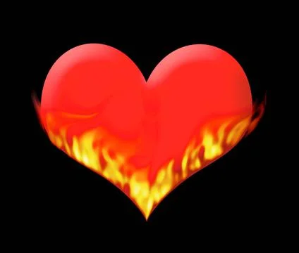 Heart in Fire Heart in Fire. Computer Graphics. ,model released, Symbolfot... Stock Photos