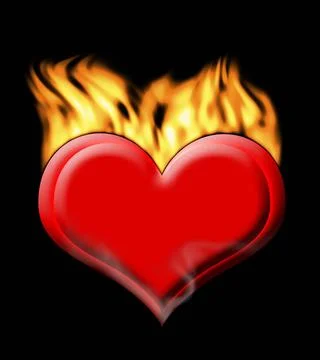 Heart in Fire. Heart in Fire. Computer Graphics. ,model released, Symbolfo... Stock Photos
