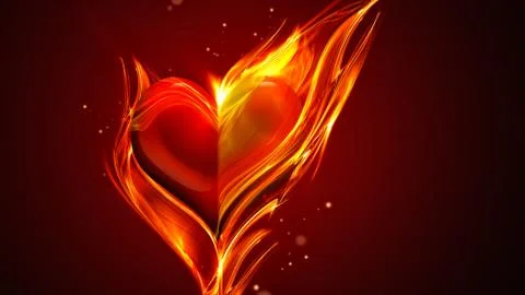 Heart on fire Stock Illustration
