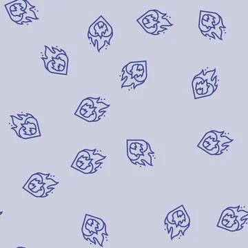 Heart on fire line seamless pattern Stock Illustration