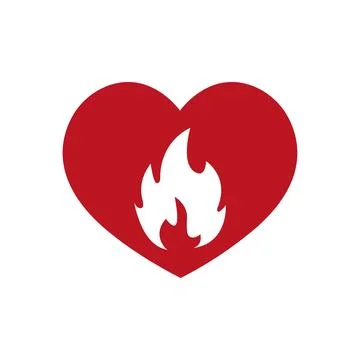 Heart in fire symbol, vector simple isolated sign. Stock Illustration