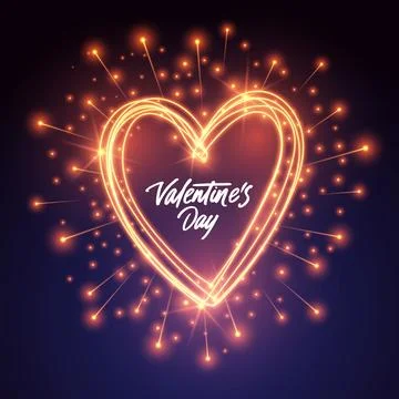 Heart firework light glow shine sparkle love neon Stock Illustration