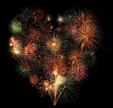 Heart of fireworks Stock Photos