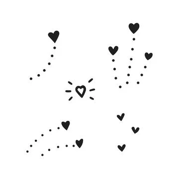 Heart fireworks set. Vector illustration hand drawn, doodles collection Stock Illustration