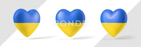 Heart with flag of Ukraine isolated from the background. mockup PSD Template