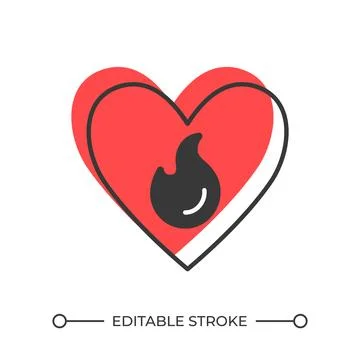 Heart flame offset shadow line icon Illustrazione stock