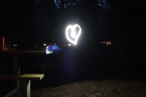 Heart flashlight in Yosemite while camping Stock Photos