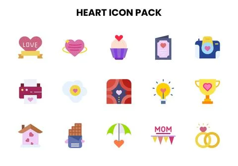 Heart Flat Graphics Icons Pack Stock Illustration