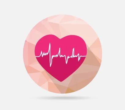 Heart flat icon on geometric background Stock Illustration