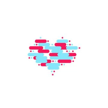 Heart of floating clouds. Heart icon, modern minimal flat design style. Vector 스톡 일러스트