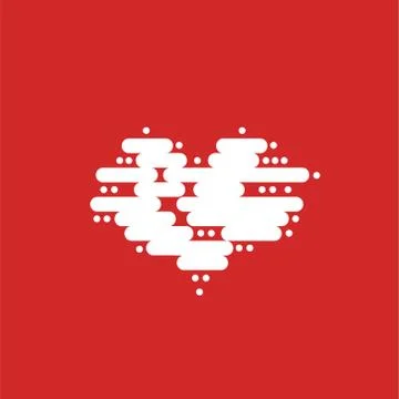 Heart of floating clouds. Heart icon, modern minimal flat design style. Vector Stock-Illustration