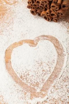 Heart in flour Stock Photos