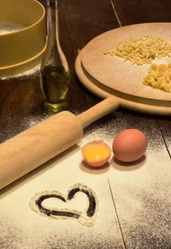 Heart on flour Stock Photos