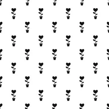 Heart flower in a pot pattern vector Illustrazione stock