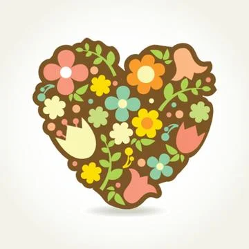 Heart from flowers. Illustrazione stock