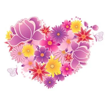 Heart of flowers Stock Illustration