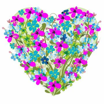 Heart of flowers, Stock Illustration