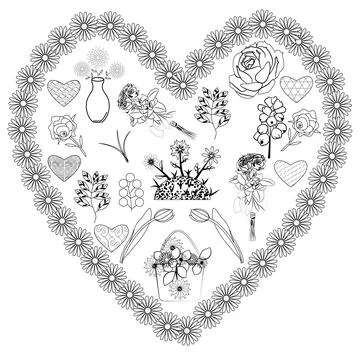 Heart with flowers Stock Illustration