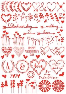 Heart flowers, vector set Stock Illustration