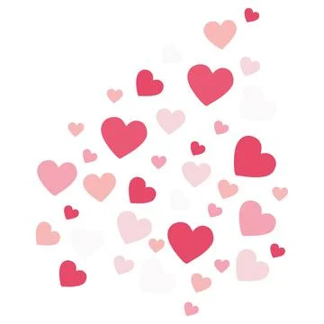 Heart flying composition. Celebration backdrop. Bright hearts confetti fallin Stock Illustration