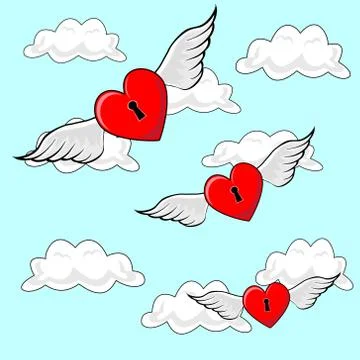 Heart Flying Illustrazione stock