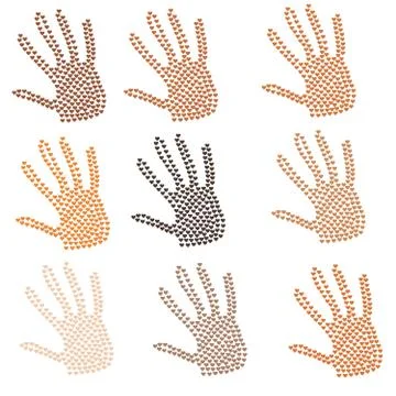 Heart in form of hands, different colour of skin Stock Illustration