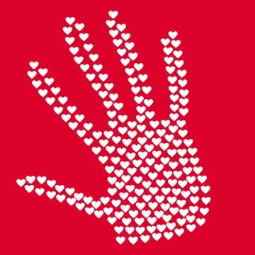 Heart in form of hands, red and white Stock Illustration