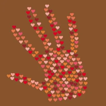 The heart in the form of hands, red and brown Stock Illustration