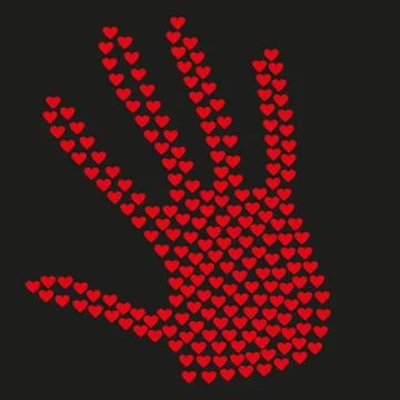 Heart in form of hands, red and black Stock Illustration