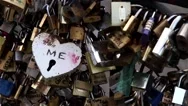 Heart Form Padlock On Pont Des Arts In Paris Stock Footage