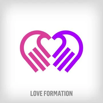Heart formation design logo from creative hands. Stock Illustration
