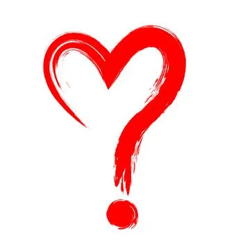 Heart forming a question mark. Hand draw brush style. Vector iluustration. Stock Illustration