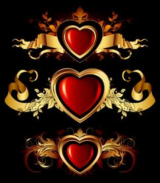 Heart forms with ornate elements Stock Illustration