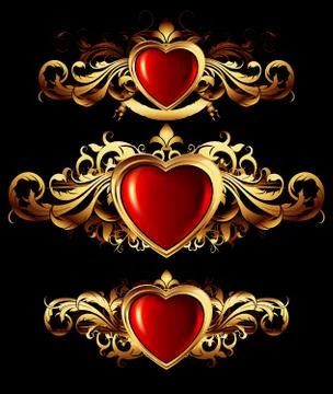 Heart forms with ornate elements Stock Illustration