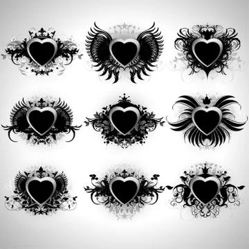 Heart forms with ornate elements Illustrazione stock