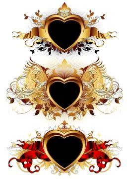 Heart forms with ornate elements Stock Illustration