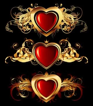 Heart forms with ornate elements Stock Illustration
