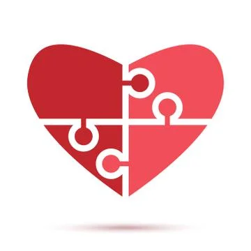 Heart of four puzzles Stock Illustration