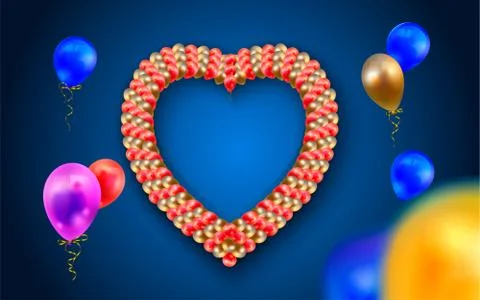 Heart frame with balloons Illustrazione stock