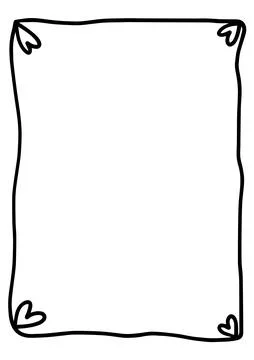 Heart frame border abstract hand drawn wedding card outline shape icon for .. Stock Illustration