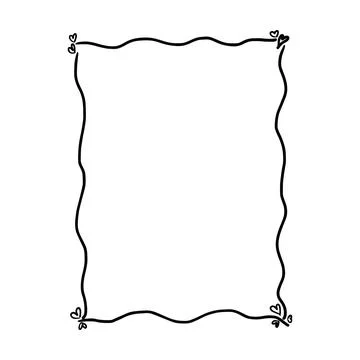 Heart frame border abstract hand drawn wedding card outline shape icon Stock Illustration