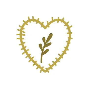 Heart Frame with Branch and Rustic Touch Stock Illustration