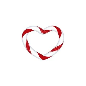 Heart frame from Christmas candy cane with red white twisted stripes, vector Stockillustratie