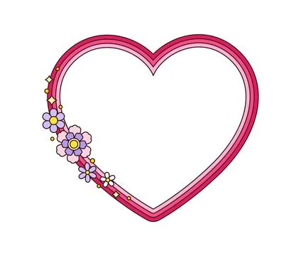 Heart frame in groovy retro psychedelic hippie Y2K Stock Illustration