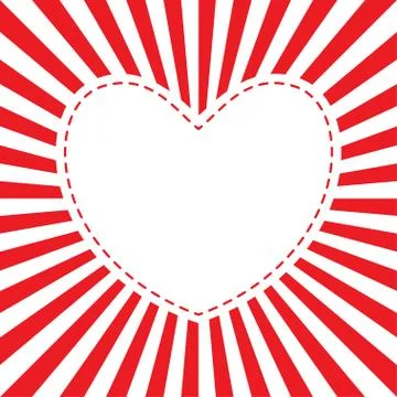 Heart frame radiating red rays Stock Illustration