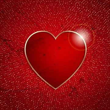 Heart frame on a red grunge texture Stock Illustration