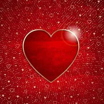 Heart frame on a red grunge texture Stock Illustration