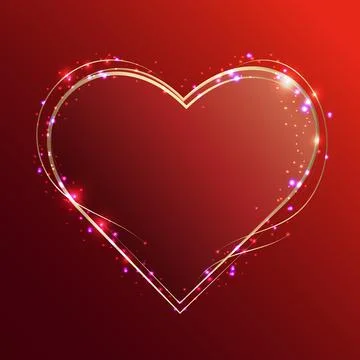 Heart frame. Vector red neon light effect heart frame with bright flares. Mag Stock Illustration
